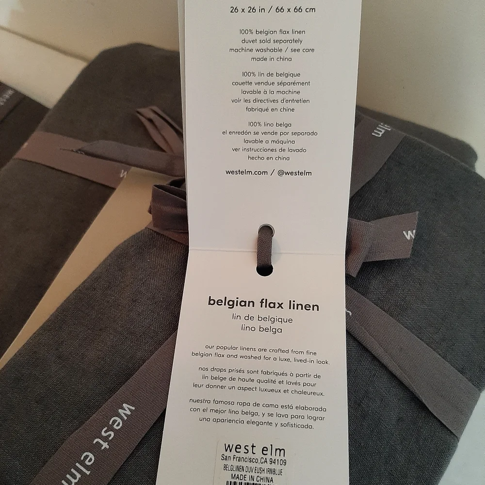 West Elm Linen Duvet Cover King & 2 Euro shams Iron